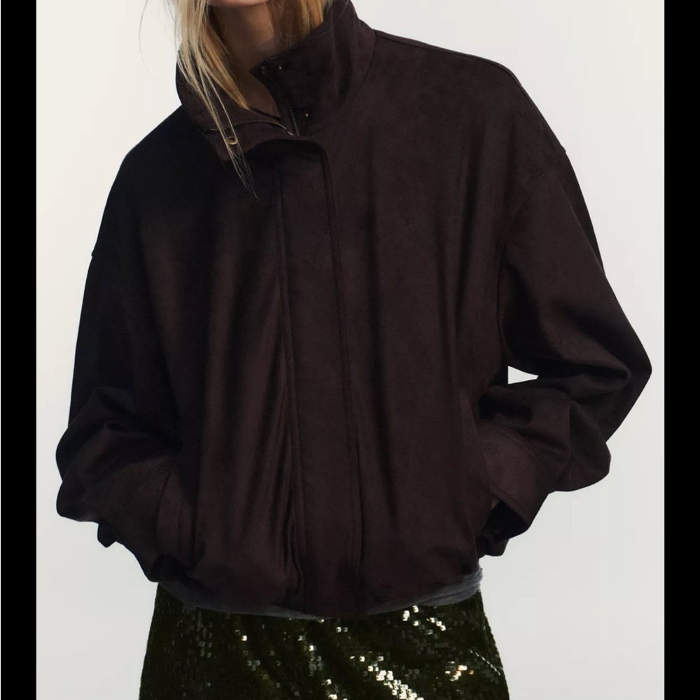 Zara Brown Bomber Jacket